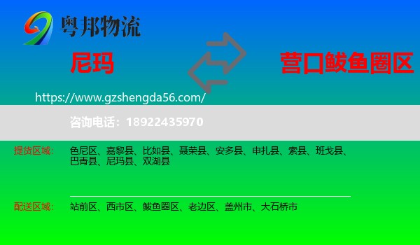 尼玛县到鲅鱼圈区物流专线