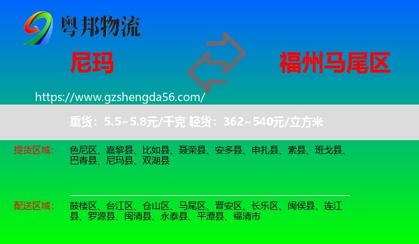 尼玛县到马尾区物流专线