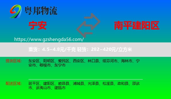 宁安市到建阳区物流专线