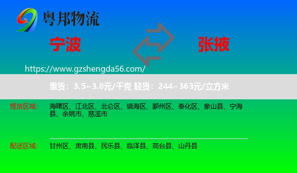 宁波到张掖物流专线