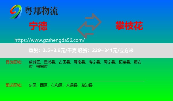 宁德到攀枝花物流专线