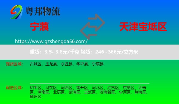 宁蒗县到宝坻区物流专线