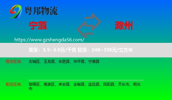 宁蒗县到滁州物流专线