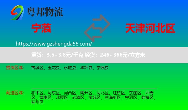 宁蒗县到河北区物流专线