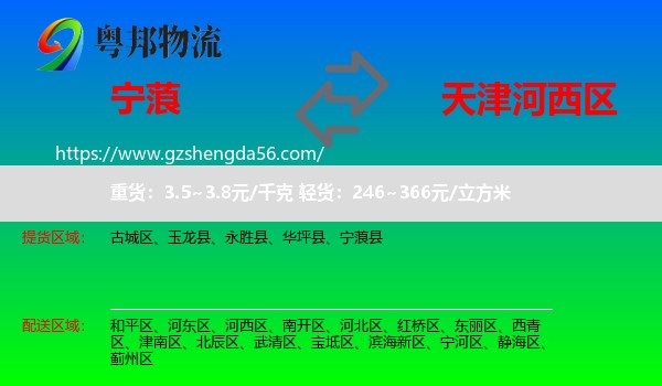 宁蒗县到河西区物流专线