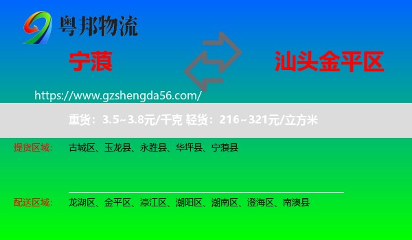 宁蒗县到金平区物流专线