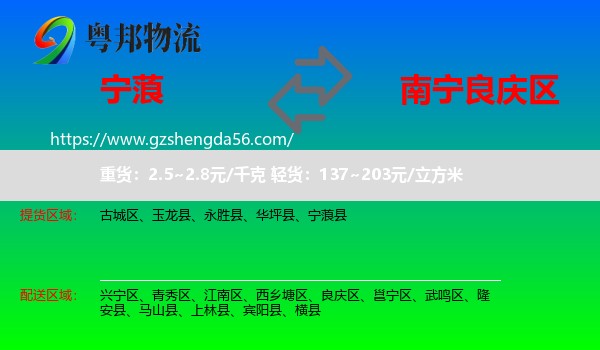 宁蒗县到良庆区物流专线