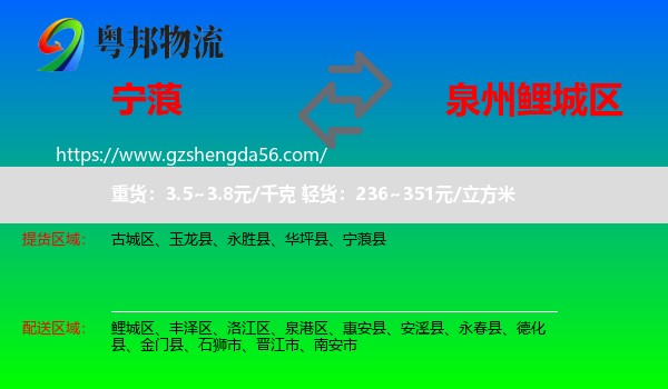 宁蒗县到鲤城区物流专线