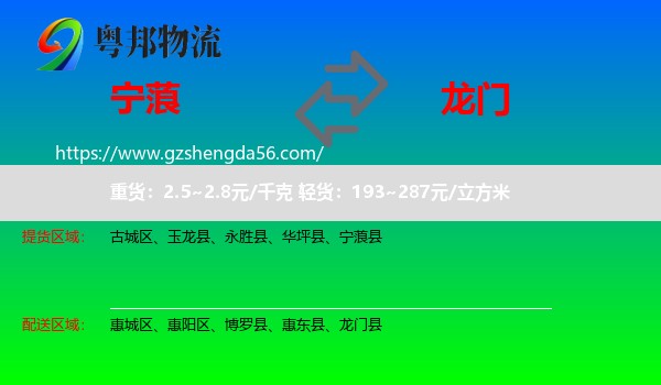 宁蒗县到龙门县物流专线