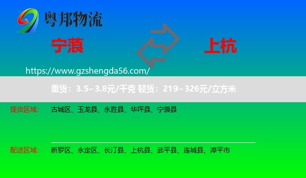 宁蒗县到上杭县物流专线