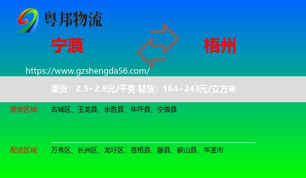 宁蒗县到梧州物流专线