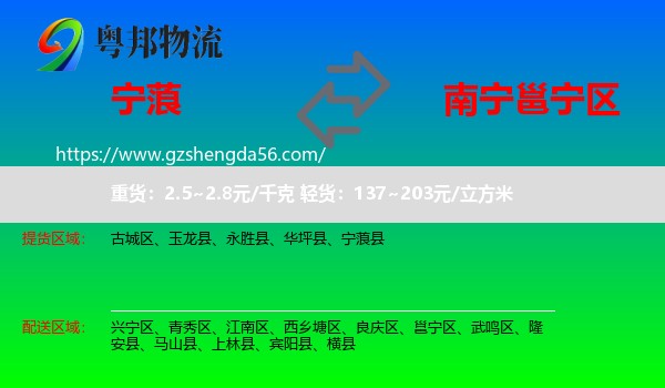 宁蒗县到邕宁区物流专线