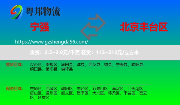 宁强县到丰台区物流