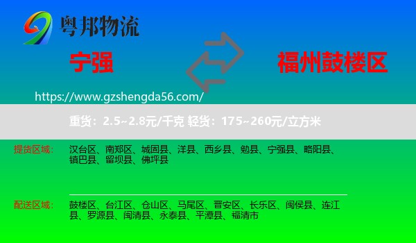 宁强县到鼓楼区物流专线