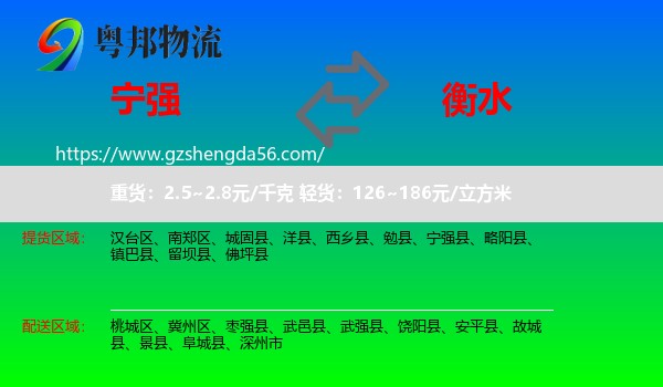 宁强县到衡水物流