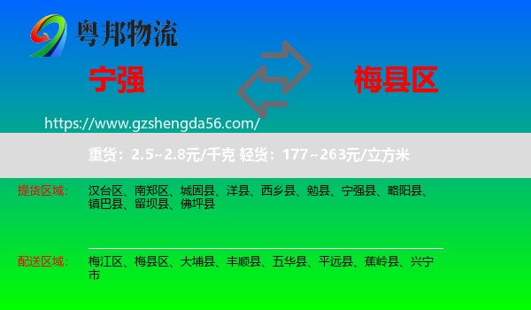 宁强县到梅县区物流专线