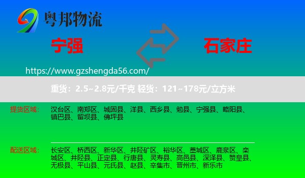 宁强县到石家庄专线