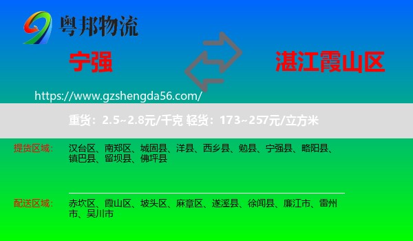 宁强县到霞山区物流专线