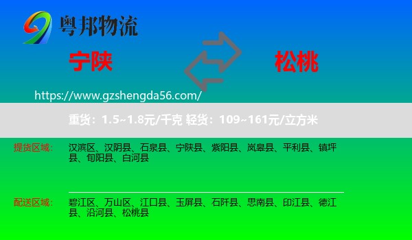 宁陕县到松桃县物流专线