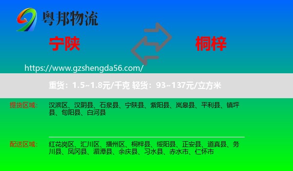 宁陕县到桐梓县物流专线