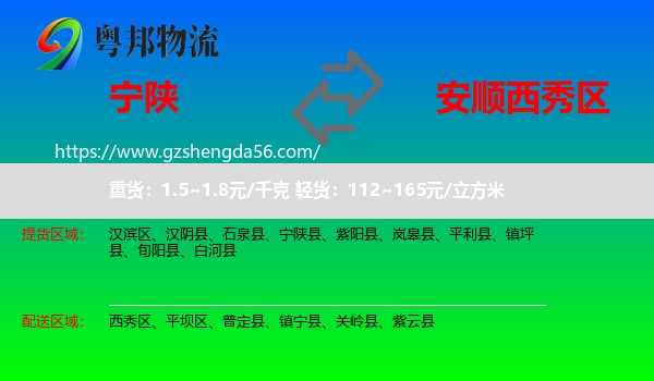 宁陕县到西秀区物流专线