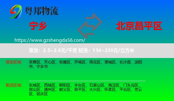 宁乡市到昌平区物流专线