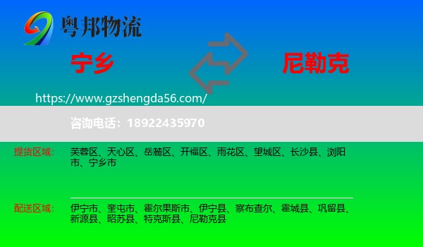 宁乡市到尼勒克县物流专线