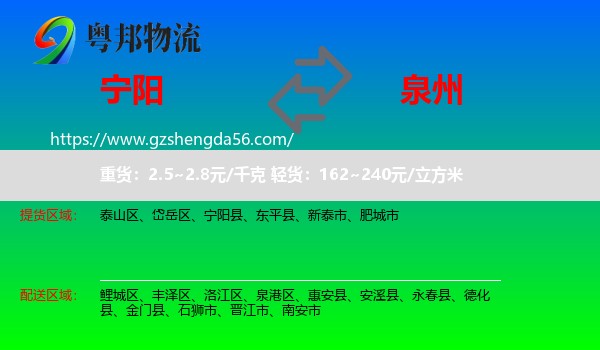 宁阳县到泉州物流专线