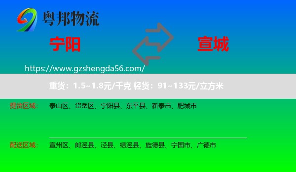宁阳县到宣城物流专线