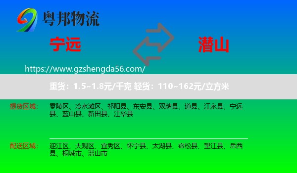 宁远县到潜山市物流专线
