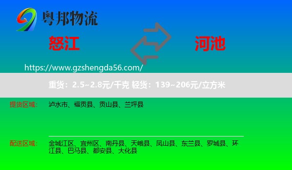 怒江到河池物流专线