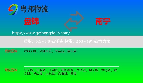 盘锦到南宁专线