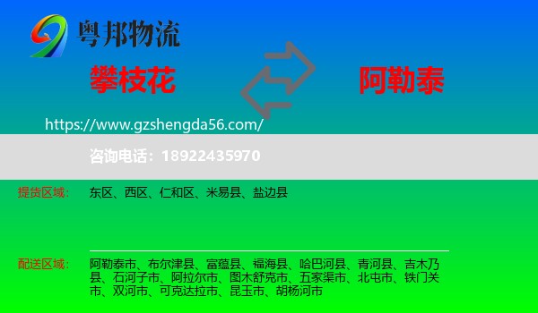 攀枝花到阿勒泰物流专线