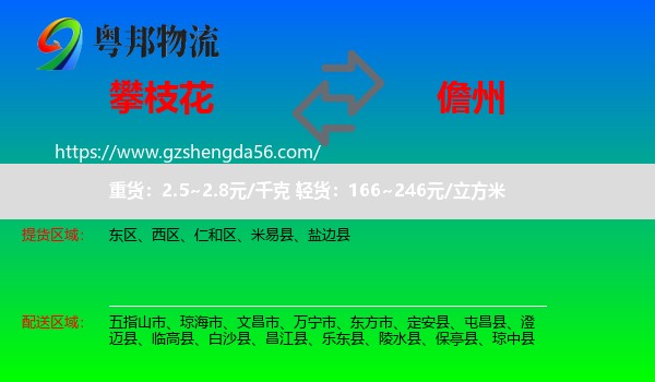 攀枝花到儋州物流专线