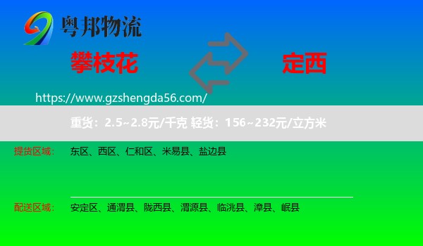攀枝花到定西物流专线