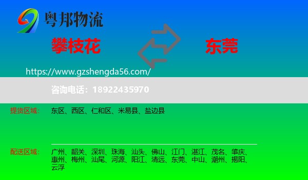 攀枝花到东莞物流专线