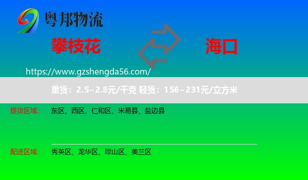 攀枝花到海口专线