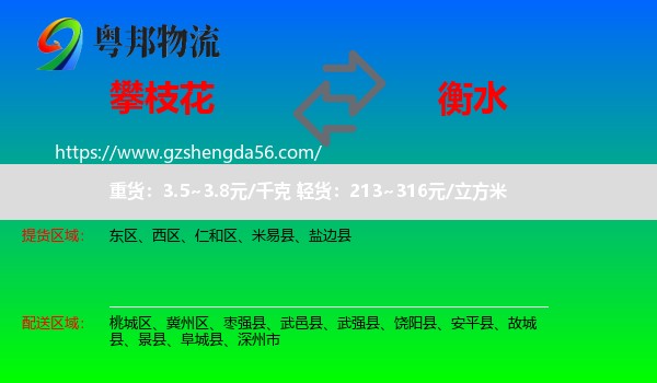 攀枝花到衡水物流专线