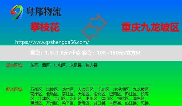 攀枝花到九龙坡区物流专线