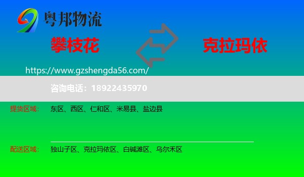 攀枝花到克拉玛依物流专线