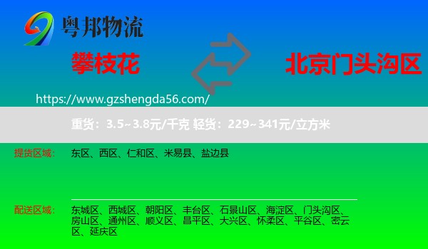 攀枝花到门头沟区物流专线