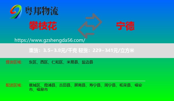 攀枝花到宁德物流专线
