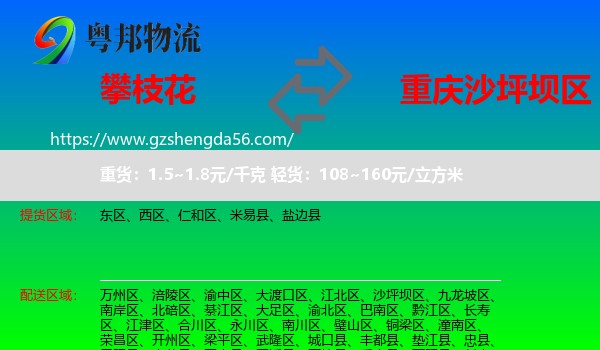 攀枝花到沙坪坝区物流专线