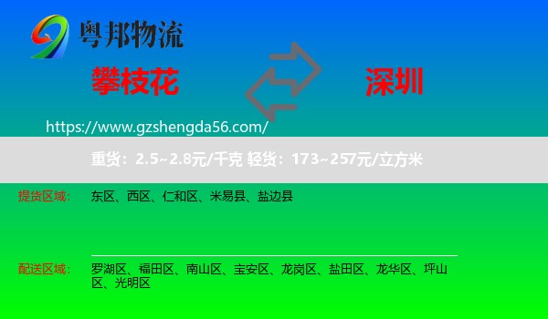 攀枝花到深圳物流专线