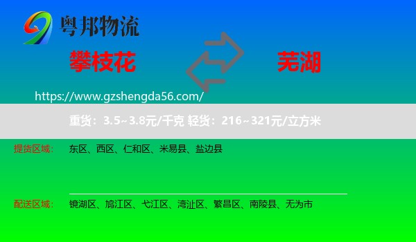 攀枝花到芜湖物流专线
