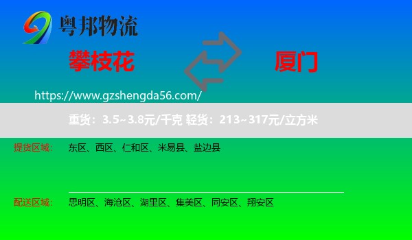 攀枝花到厦门物流专线