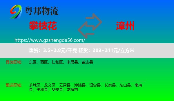 攀枝花到漳州物流专线