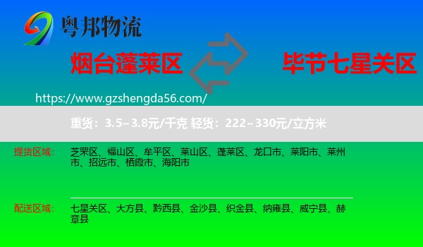 蓬莱区到七星关区物流专线