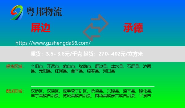 屏边县到承德物流专线
