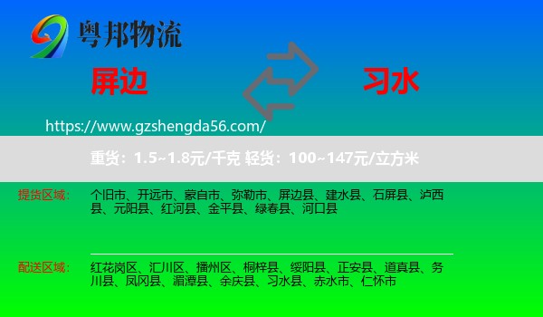 屏边县到习水县物流专线